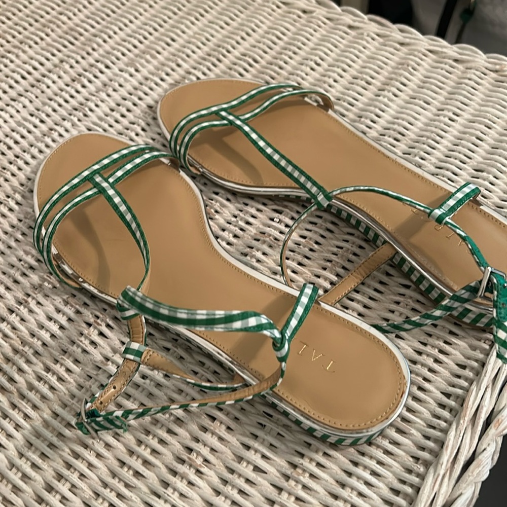 Talbots sandle kelly green and white